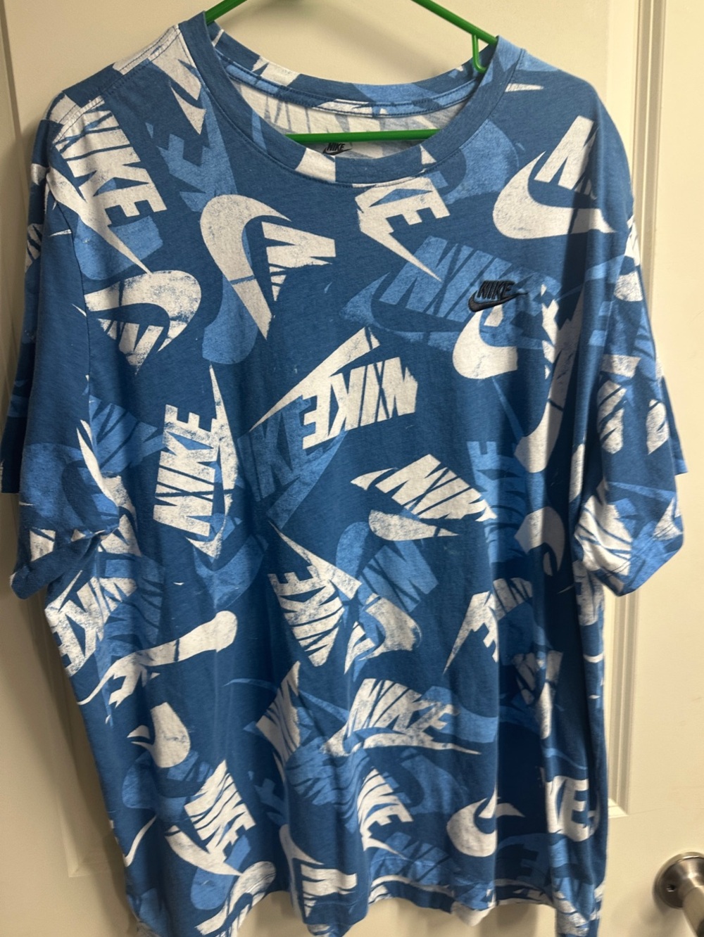 Nike Blue Short-Sleeve Logo Print Crew Tee Men Size XXL